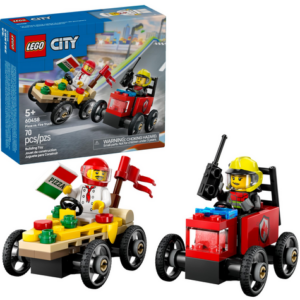 Camion de pizza contre camion de pompiers lego 60458
