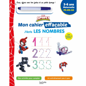 Mon cahier effaçable - J'écris les nombres PS-MS-GS Spidey HACHETTE