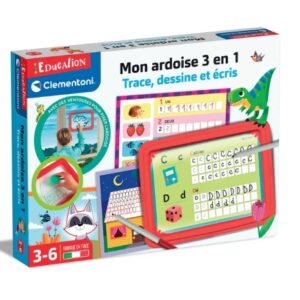 Mon ardoise 3 en 1 : trace, dessine et écris Clementoni