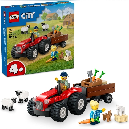 Tracteur agricole avec remorque et moutons lego 60461