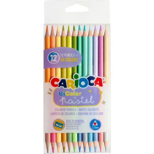 Crayons à fibres Bi-Color 12 Pcs CARIOCA