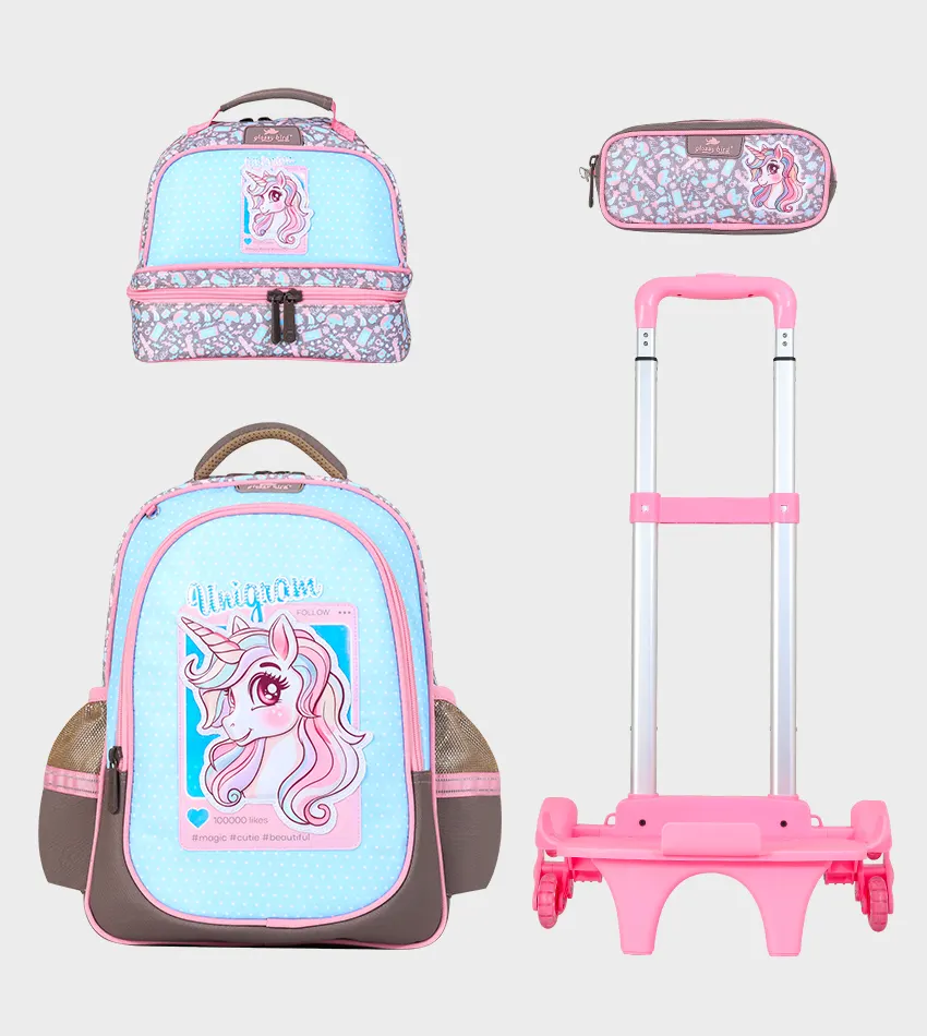 Sac à dos avec chariot 3 pcs unicorn GLOSSY BIRD