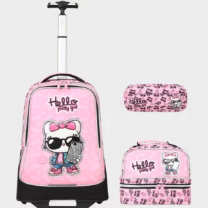 Sac à dos avec chariot 3 pcs GLOSSY BIRD hello