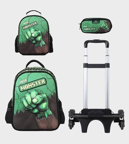 Sac à dos avec chariot 3 pcs hulk GLOSSY BIRD