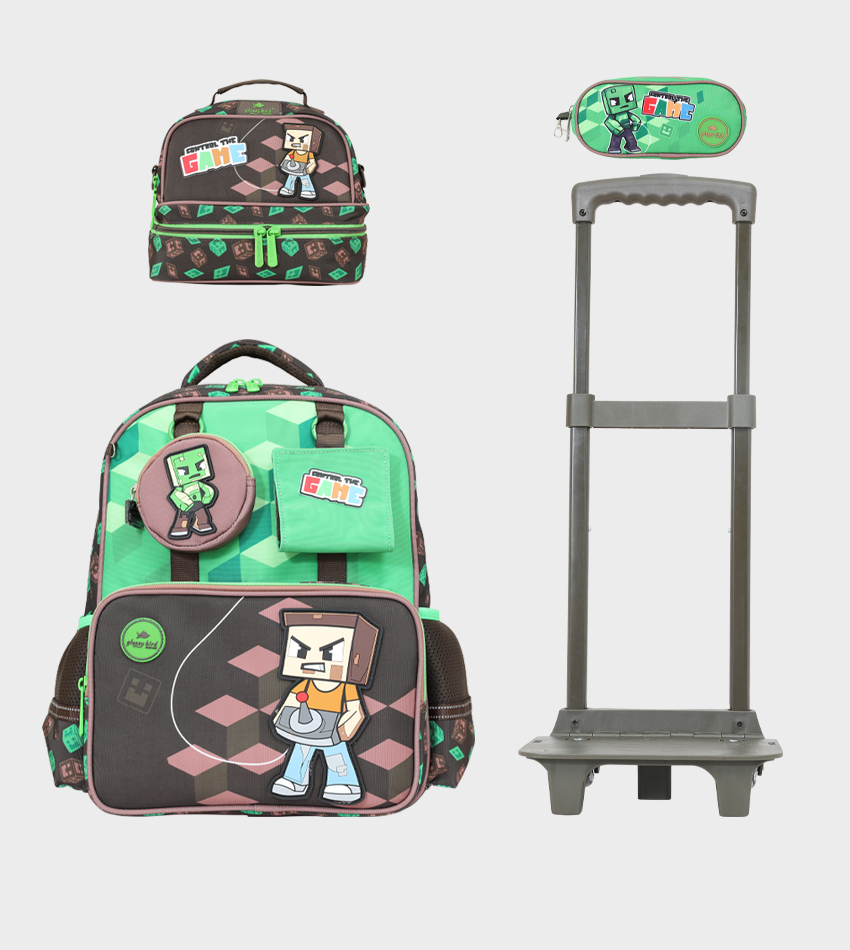 Sac à dos avec chariot 3 pcs minecraft GLOSSY BIRD
