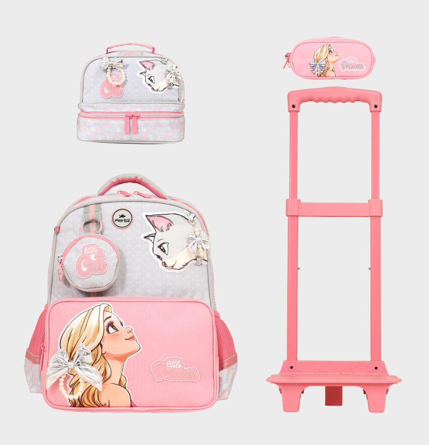 Sac à dos avec chariot 3 pcs princesse GLOSSY BIRD