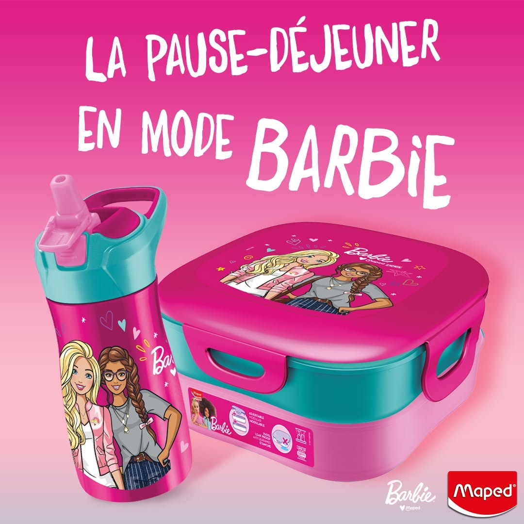 Coffret Gourde et lunch box barbie maped