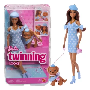 Poupée Barbie brune avec son chien